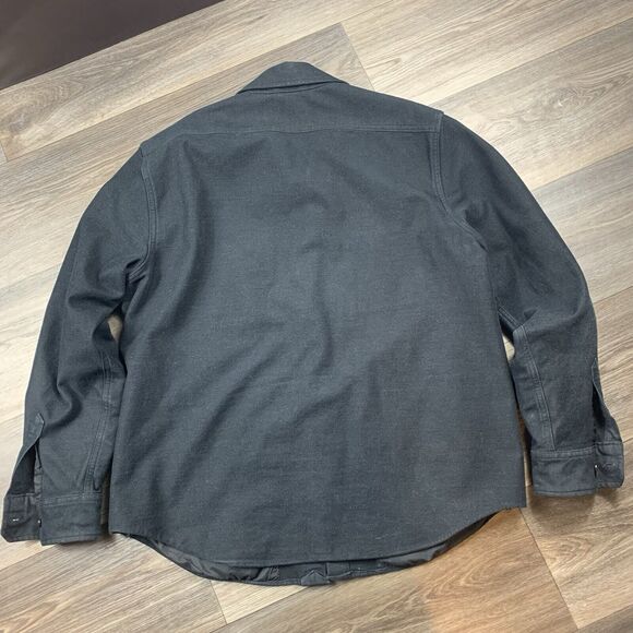 Lands End Mens Heavy Lined Shirt Jacket Men’s Size Large Black Long Sleeve - Picture 3 of 6